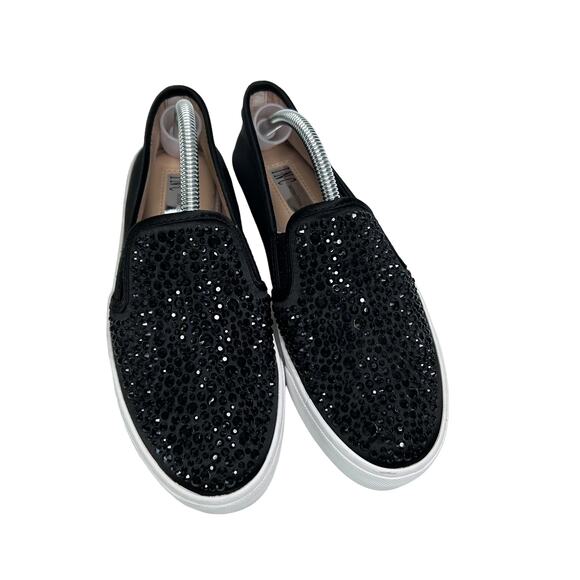INC International Concepts Sammee2 Black Rhinestone Shiny Bling Slip On Sneakers - Picture 3 of 9